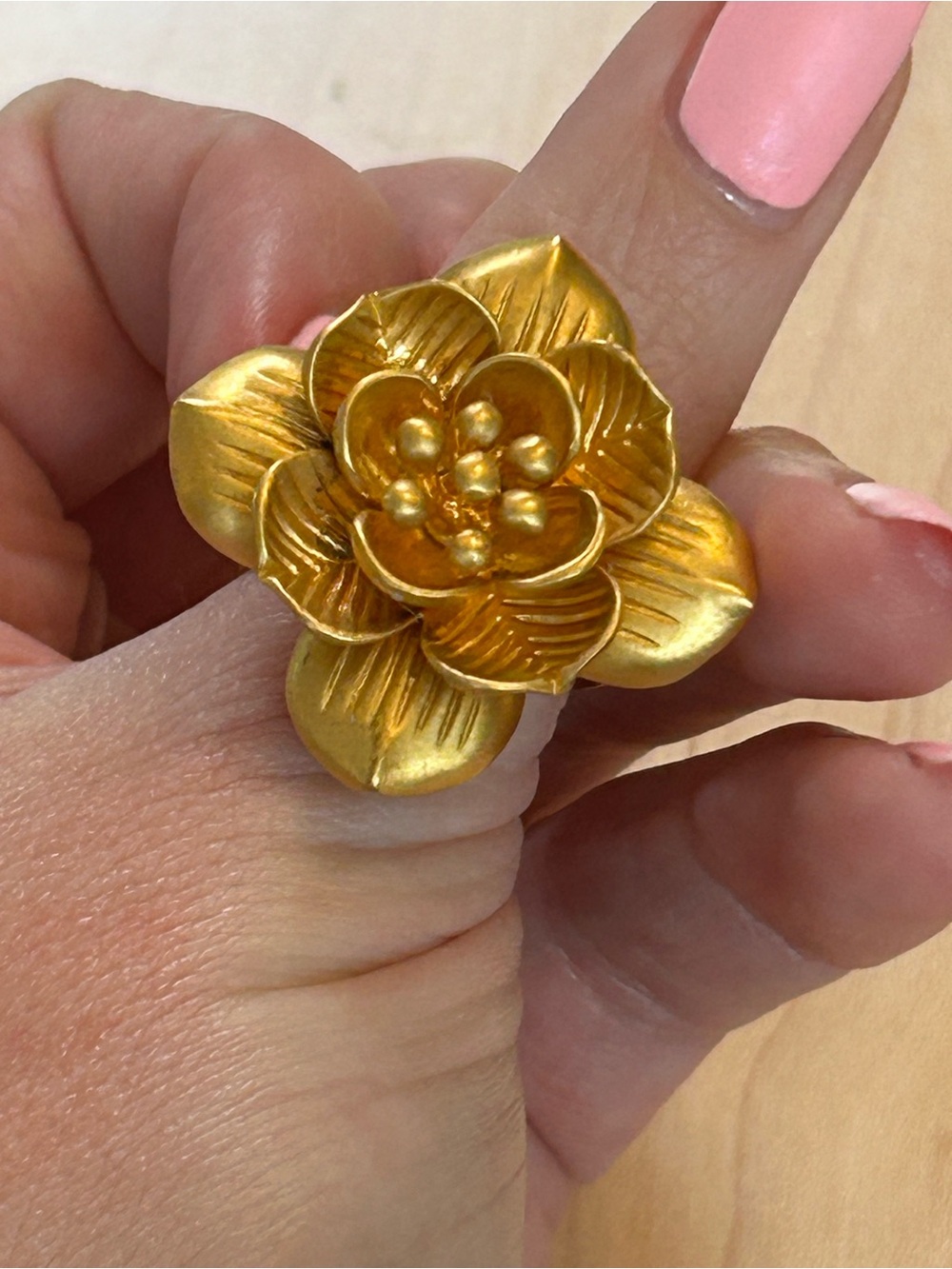 Satya Heart of Lotus gold adjustable statement sculptural flower ring